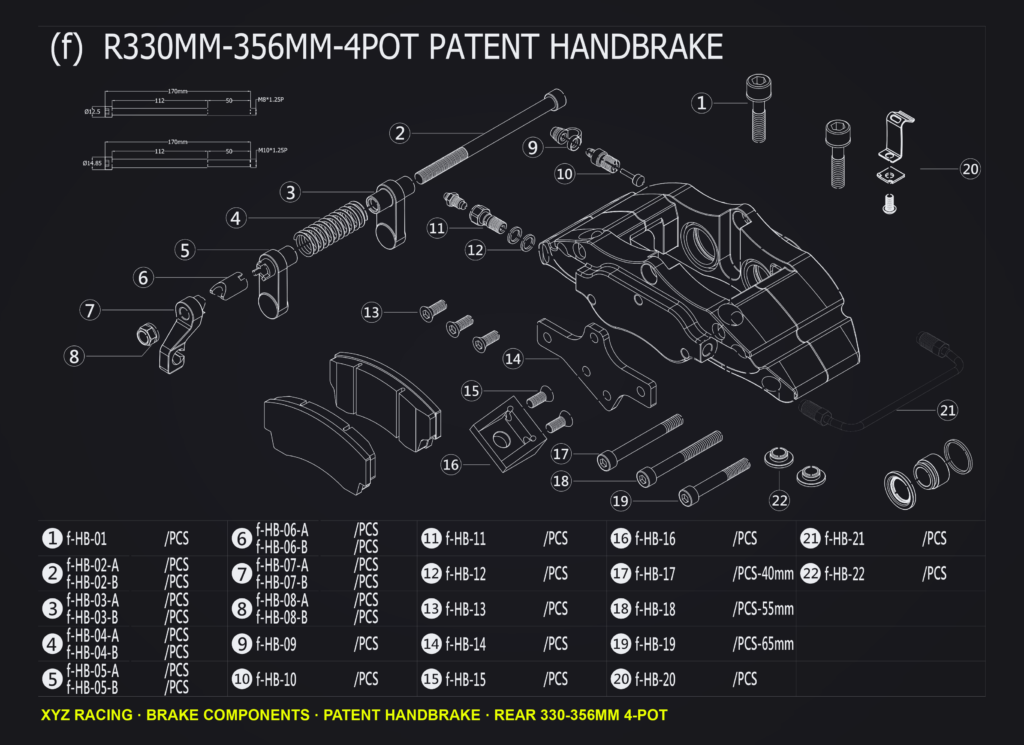 Caliper bridge bolt - Rear 330-356 4-Pot Patent Handbrake Caliper