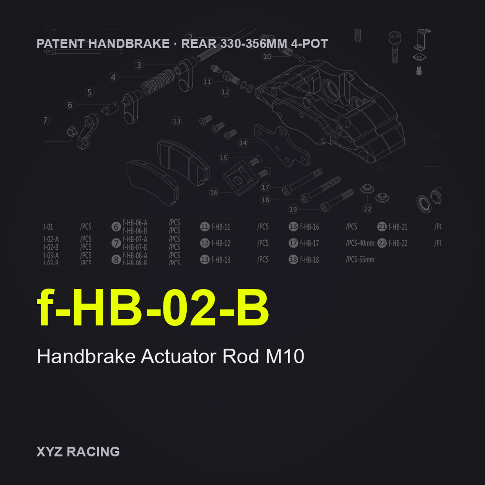 Handbrake Actuator Rod M10 (f-HB-02-B) — Rear 330-356 4-Pot Patent Handbrake Caliper