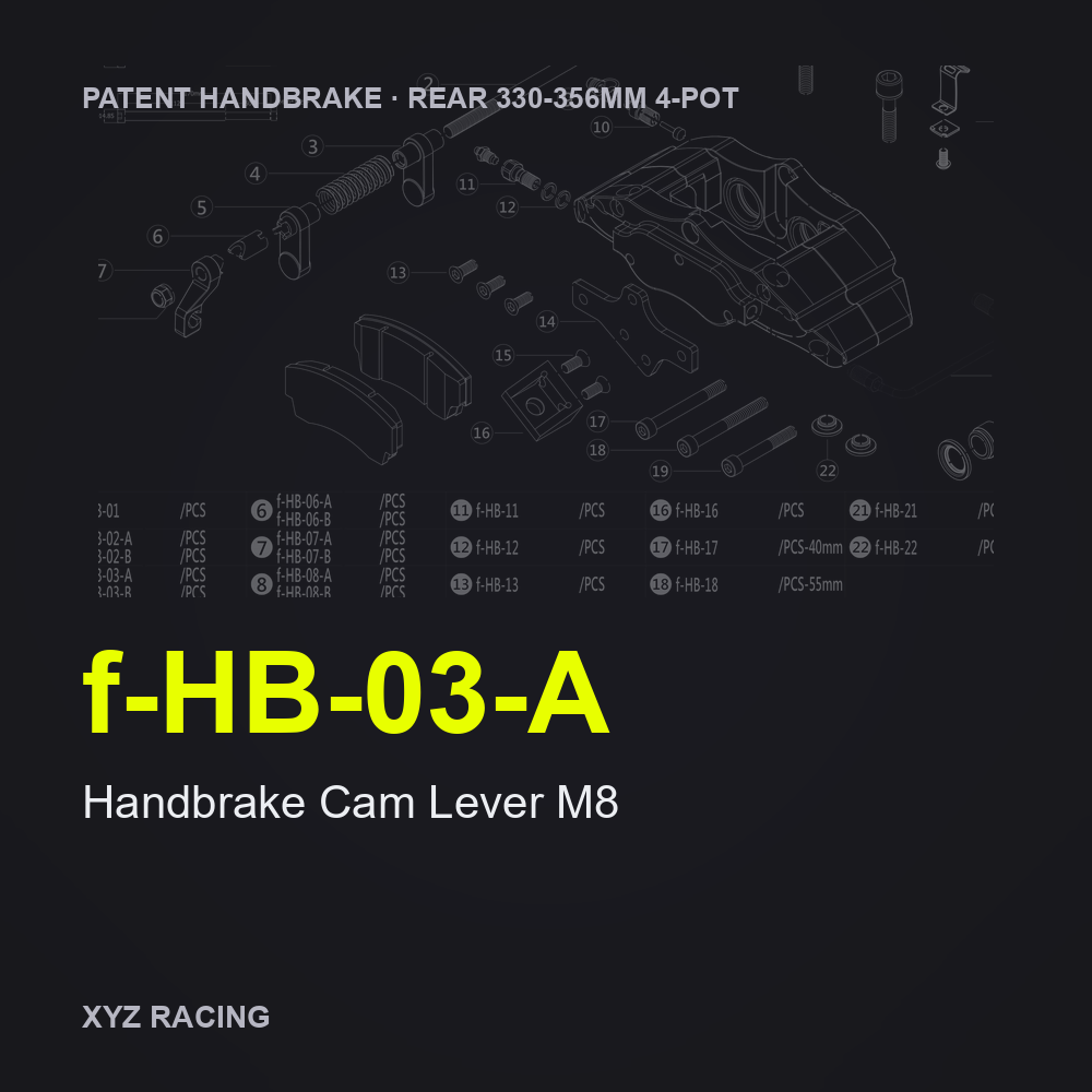 Handbrake Cam Lever M8 (f-HB-03-A) — Rear 330-356 4-Pot Patent Handbrake Caliper