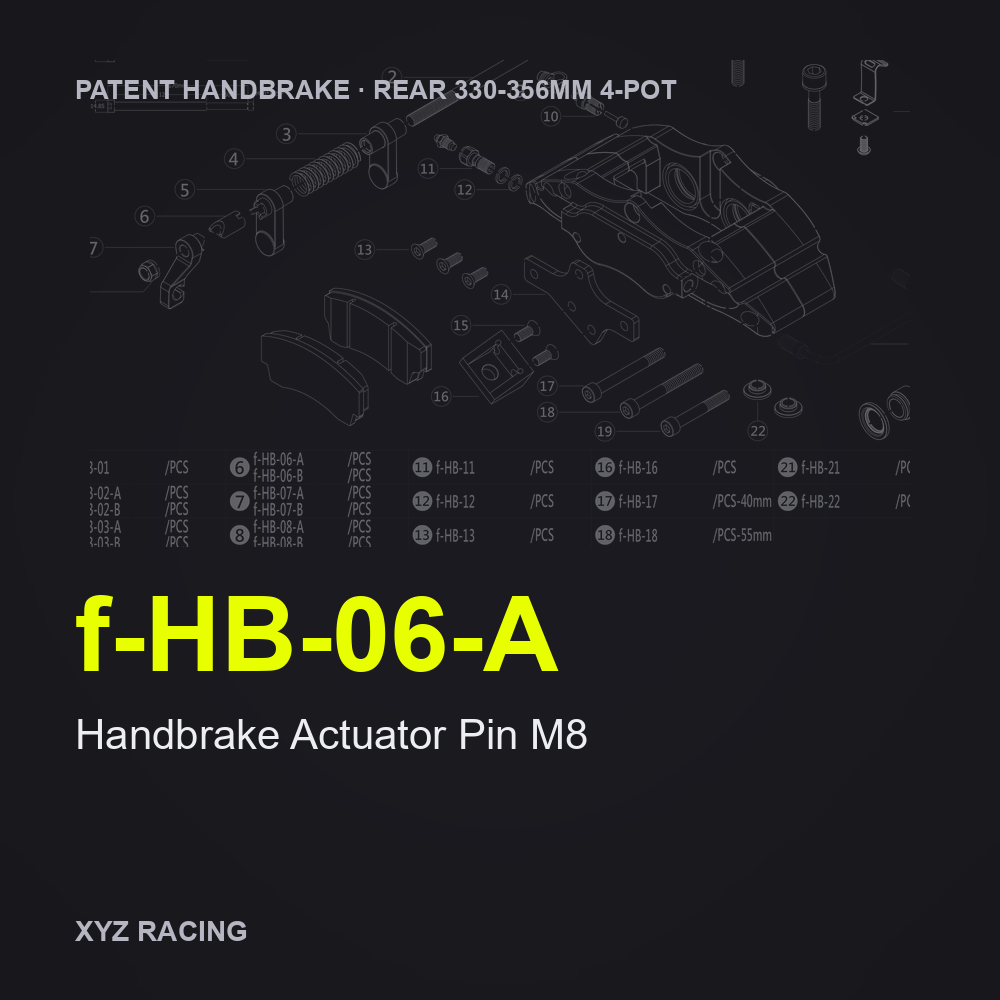 Handbrake Actuator Pin M8 (f-HB-06-A) — Rear 330-356 4-Pot Patent Handbrake Caliper