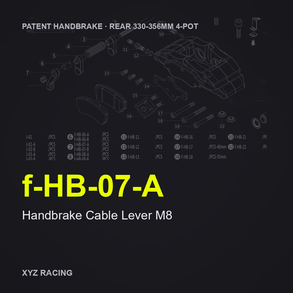 Handbrake Cable Lever M8 (f-HB-07-A) — Rear 330-356 4-Pot Patent Handbrake Caliper
