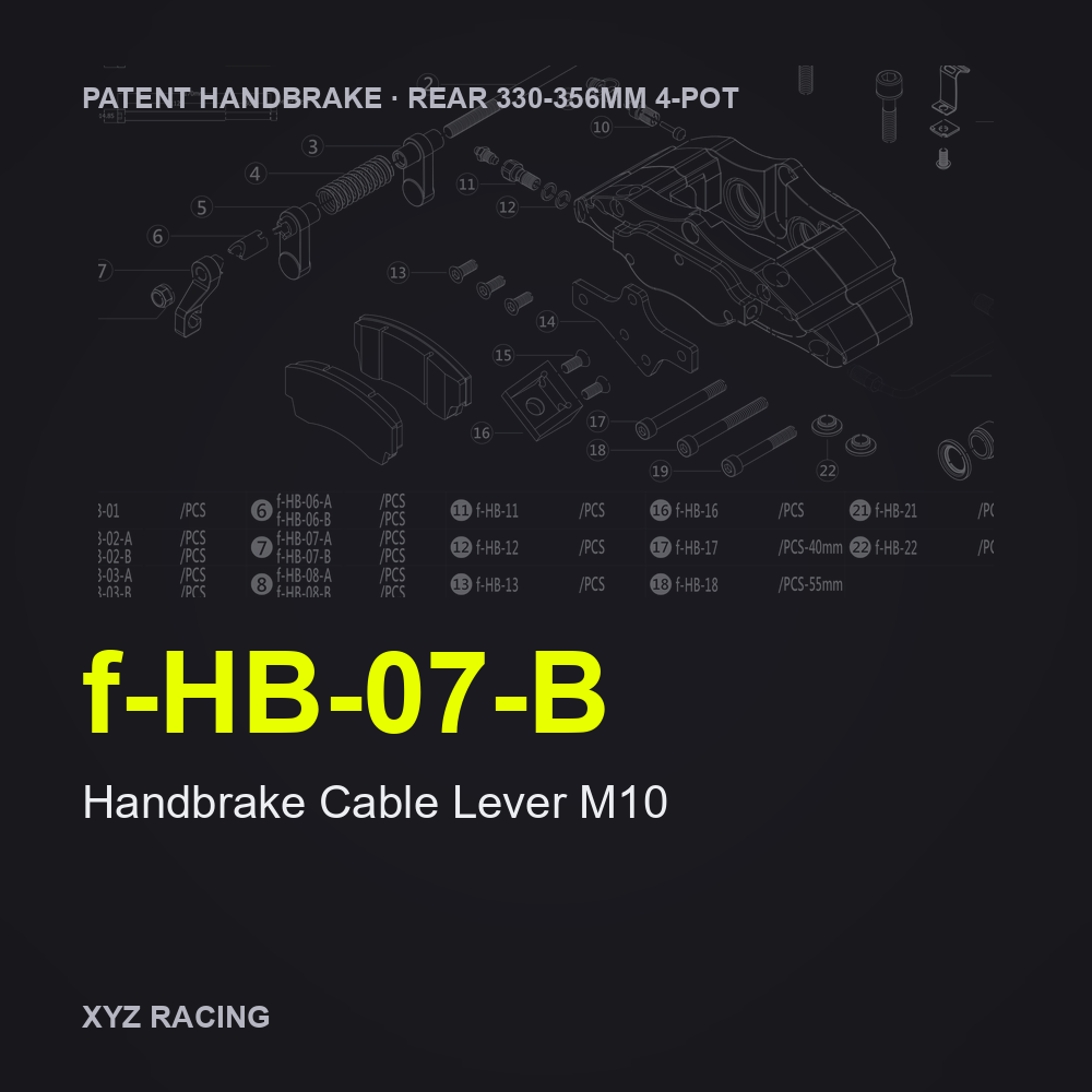 Handbrake Cable Lever M10 (f-HB-07-B) — Rear 330-356 4-Pot Patent Handbrake Caliper