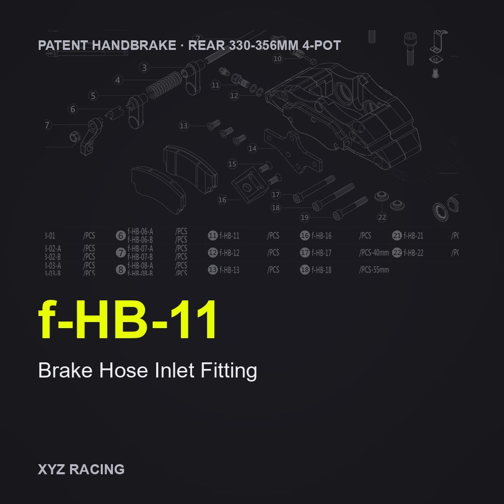 Brake Hose Inlet Fitting (f-HB-11) — Rear 330-356 4-Pot Patent Handbrake Caliper
