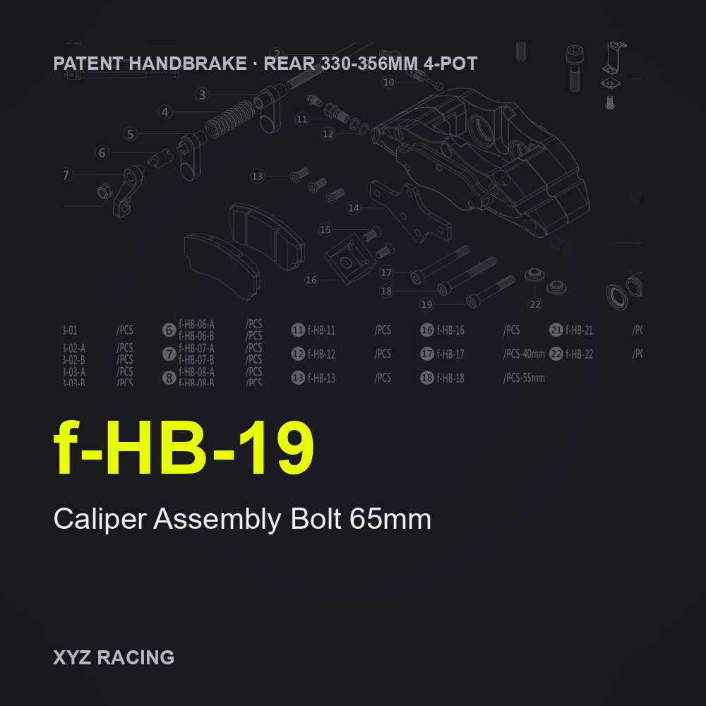 Caliper Assembly Bolt 65mm (f-HB-19) — Rear 330-356 4-Pot Patent Handbrake Caliper