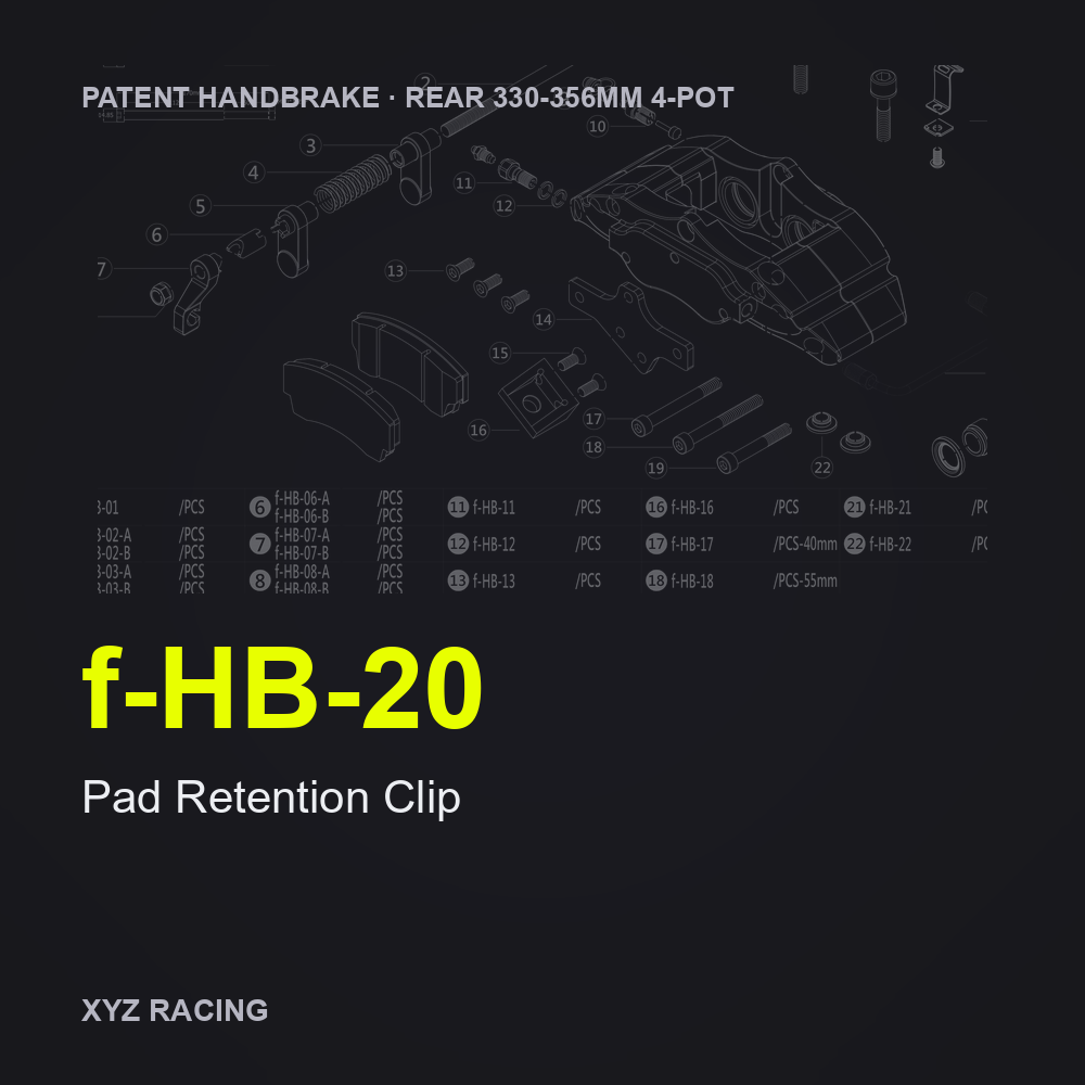 Pad Retention Clip (f-HB-20) — Rear 330-356 4-Pot Patent Handbrake Caliper