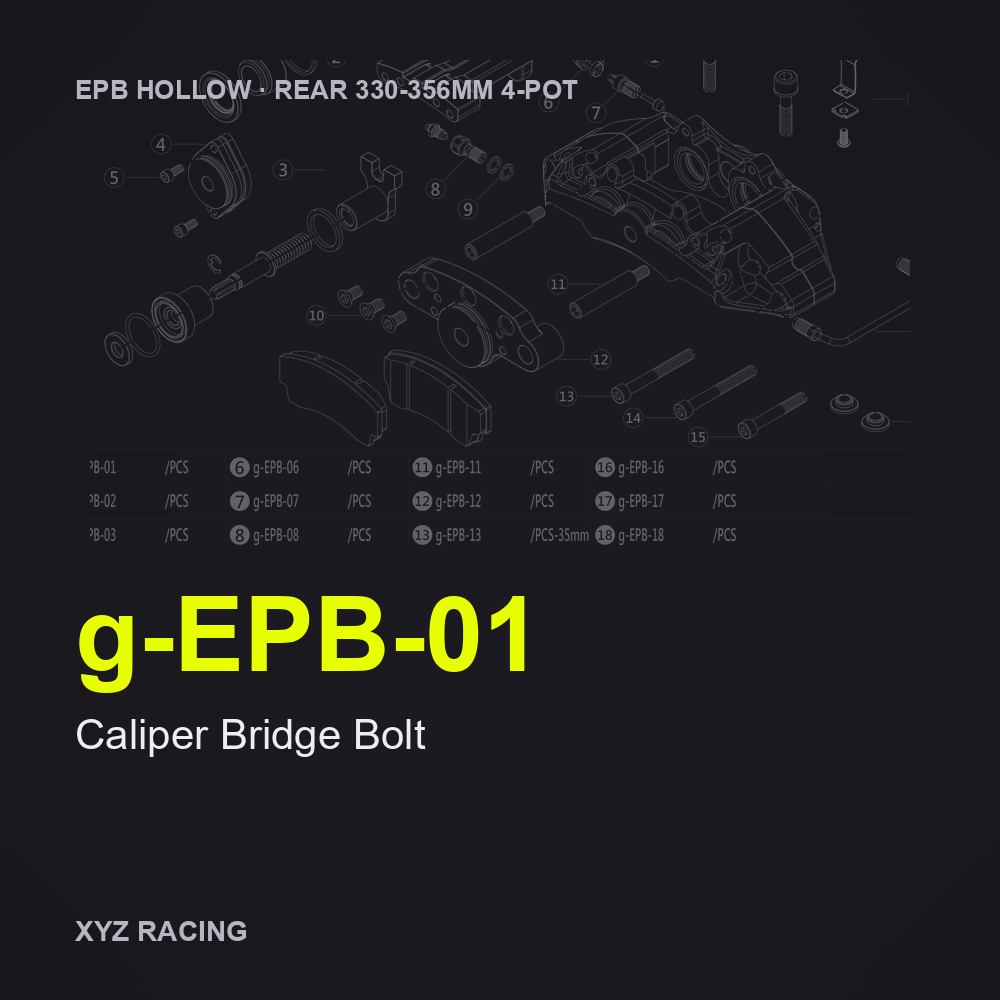 Caliper Bridge Bolt (g-EPB-01) — Rear 330-356 4-Pot EPB Hollow Caliper