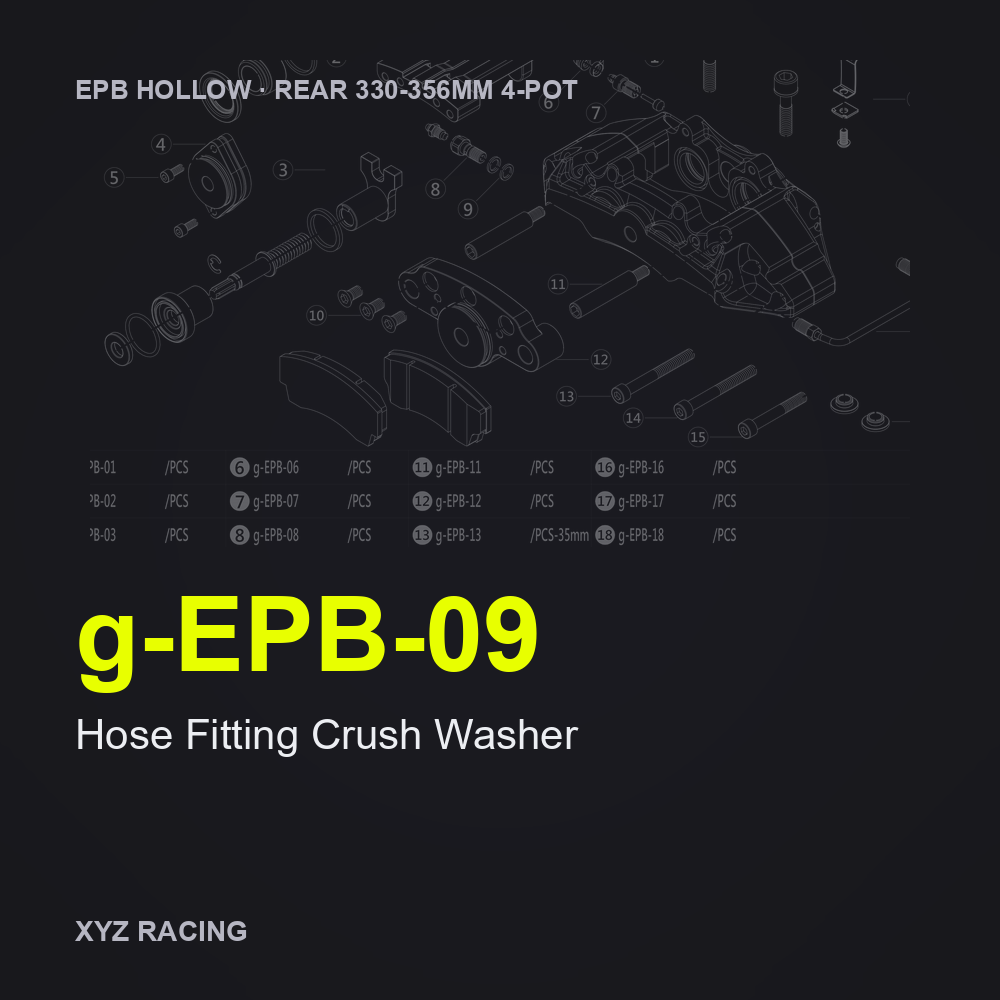 Hose Fitting Crush Washer (g-EPB-09) — Rear 330-356 4-Pot EPB Hollow Caliper