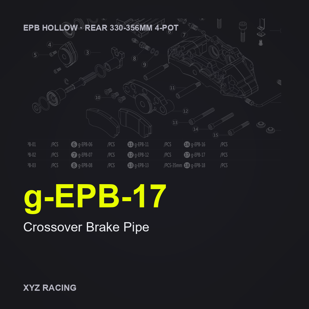 Crossover Brake Pipe (g-EPB-17) — Rear 330-356 4-Pot EPB Hollow Caliper