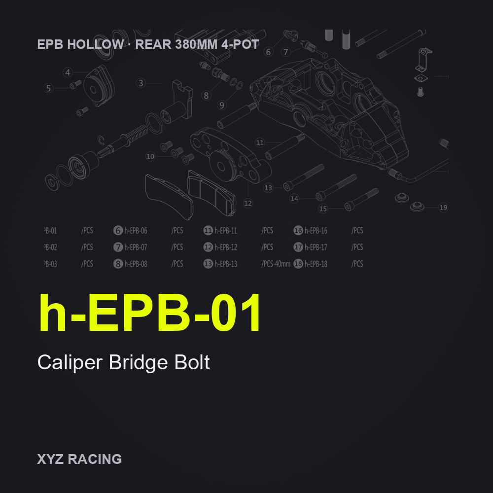 Caliper Bridge Bolt (h-EPB-01) — Rear 380 4-Pot EPB Hollow Caliper