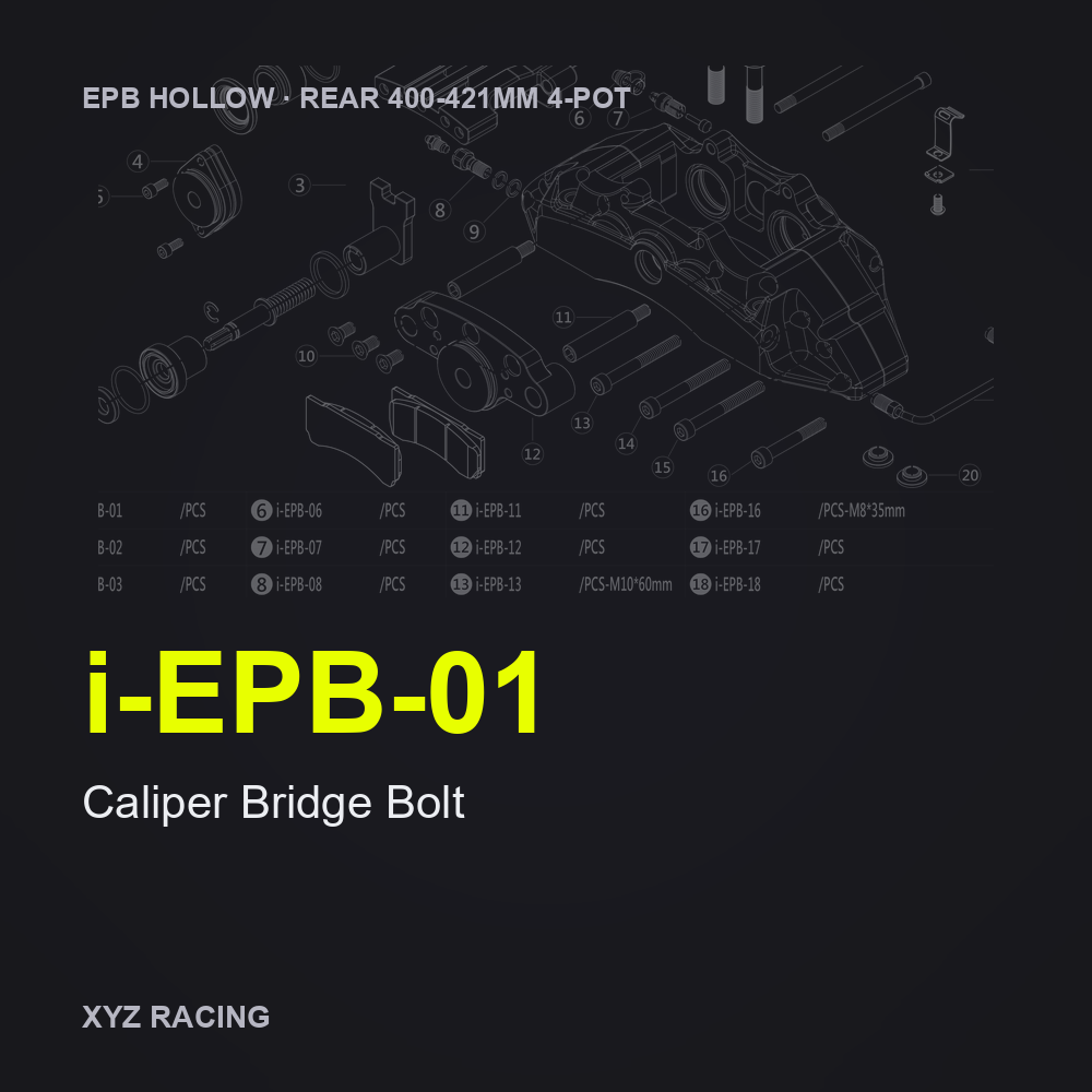 Caliper Bridge Bolt (i-EPB-01) — Rear 400-421 4-Pot EPB Hollow Caliper