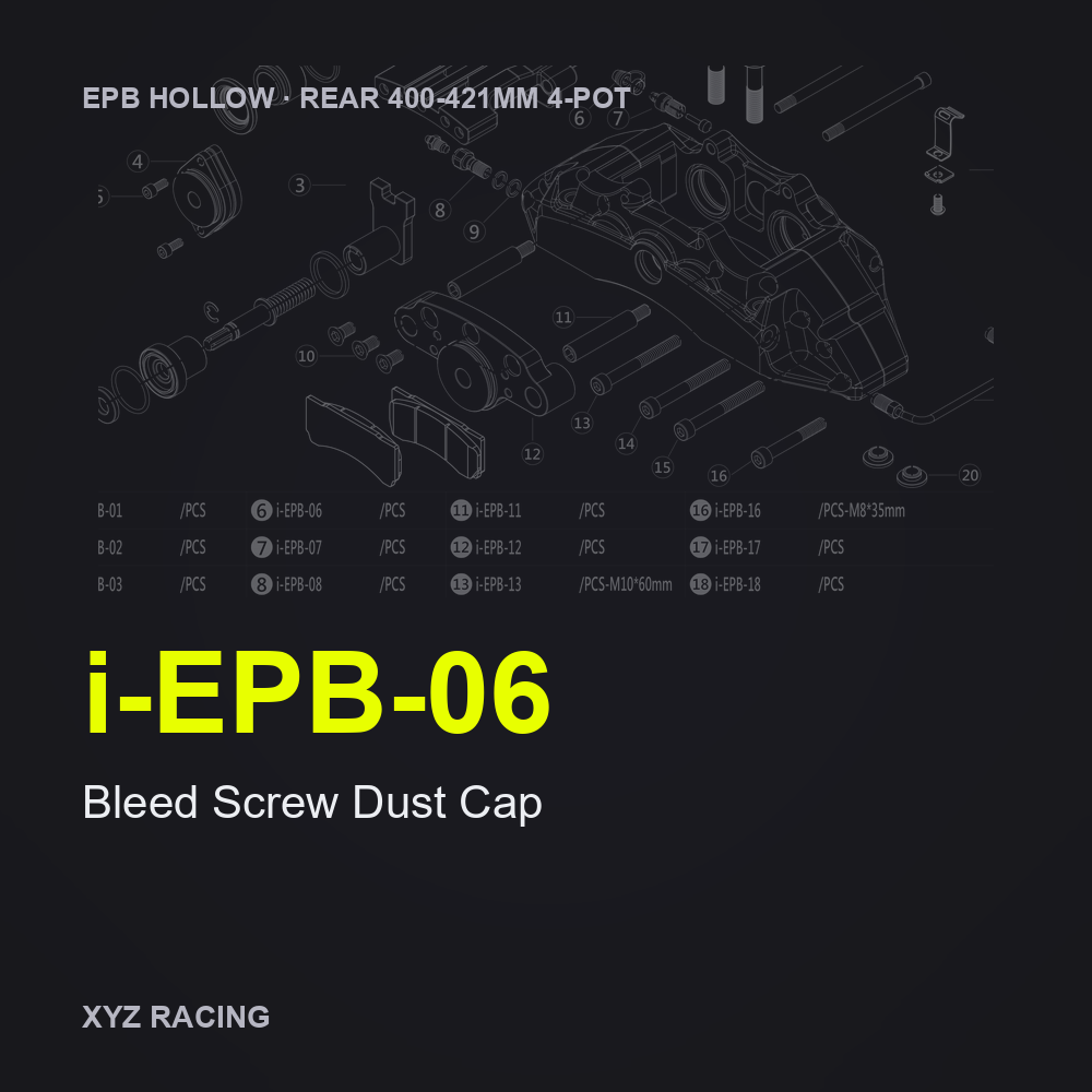 Bleed Screw Dust Cap (i-EPB-06) — Rear 400-421 4-Pot EPB Hollow Caliper