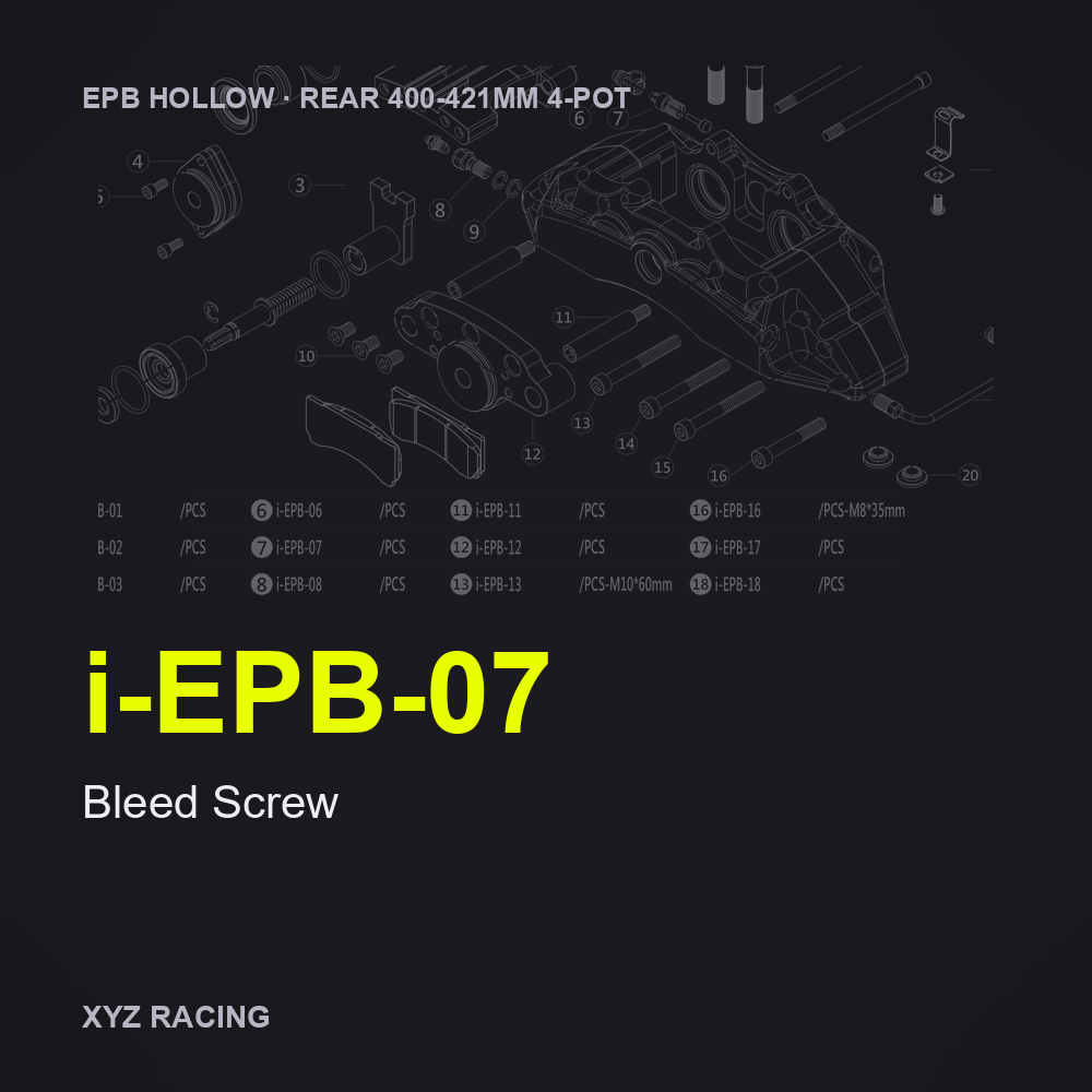Bleed Screw (i-EPB-07) — Rear 400-421 4-Pot EPB Hollow Caliper