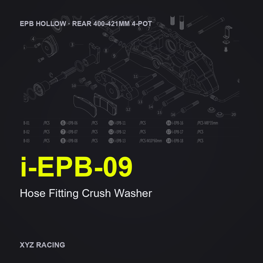 Hose Fitting Crush Washer (i-EPB-09) — Rear 400-421 4-Pot EPB Hollow Caliper