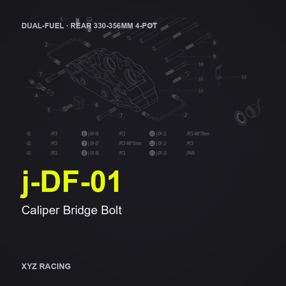 Caliper Bridge Bolt (j-DF-01) — Rear 330-356 4-Pot Dual-Fuel Caliper