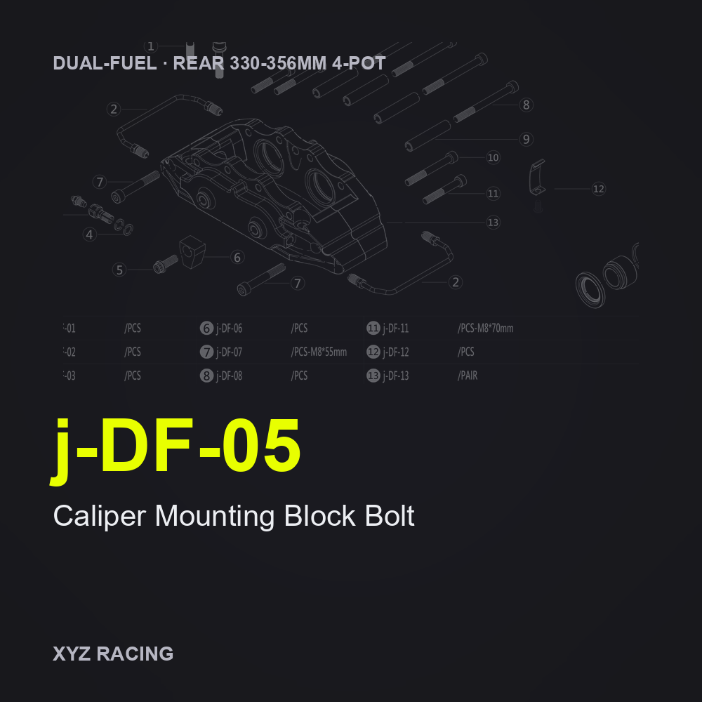 Caliper Mounting Block Bolt (j-DF-05) — Rear 330-356 4-Pot Dual-Fuel Caliper
