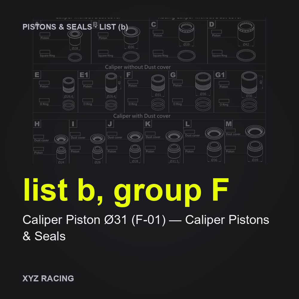 Caliper Piston Ø31 (F-01) — Caliper Pistons & Seals (list b, group F)