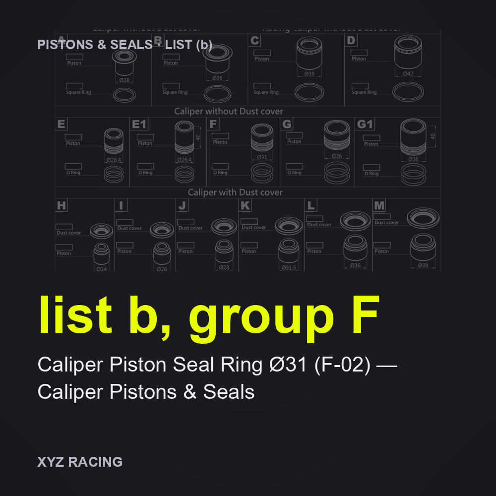 Caliper Piston Seal Ring Ø31 (F-02) — Caliper Pistons & Seals (list b, group F)
