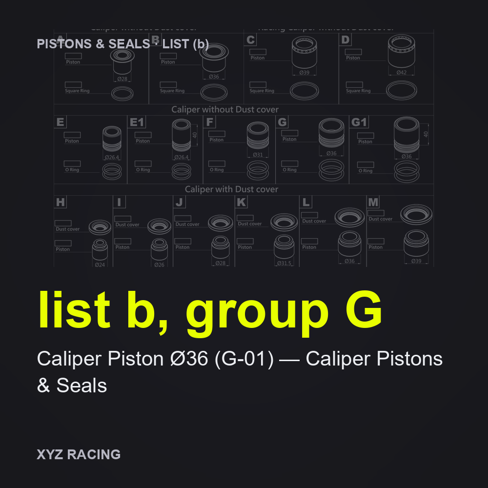 Caliper Piston Ø36 (G-01) — Caliper Pistons & Seals (list b, group G)