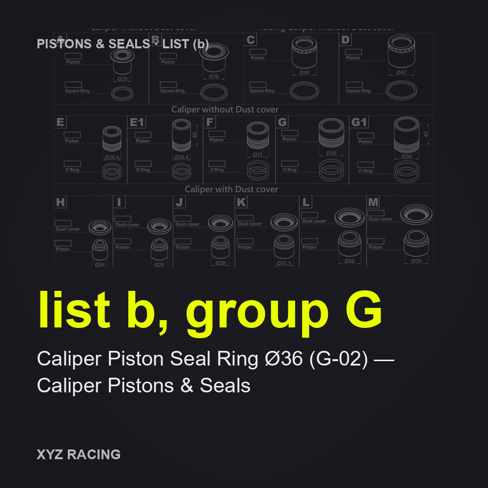 Caliper Piston Seal Ring Ø36 (G-02) — Caliper Pistons & Seals (list b, group G)