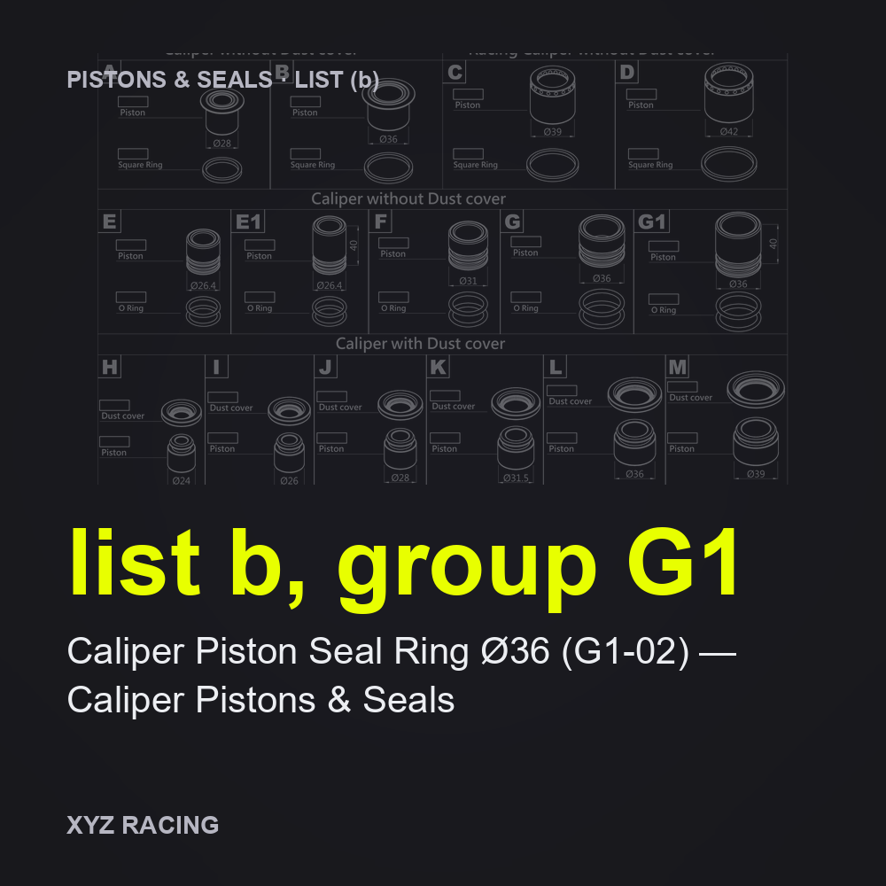 Caliper Piston Seal Ring Ø36 (G1-02) — Caliper Pistons & Seals (list b, group G1)
