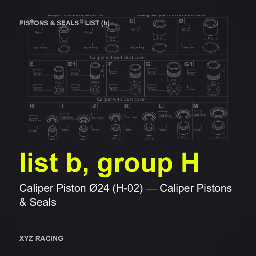 Caliper Piston Ø24 (H-02) — Caliper Pistons & Seals (list b, group H)