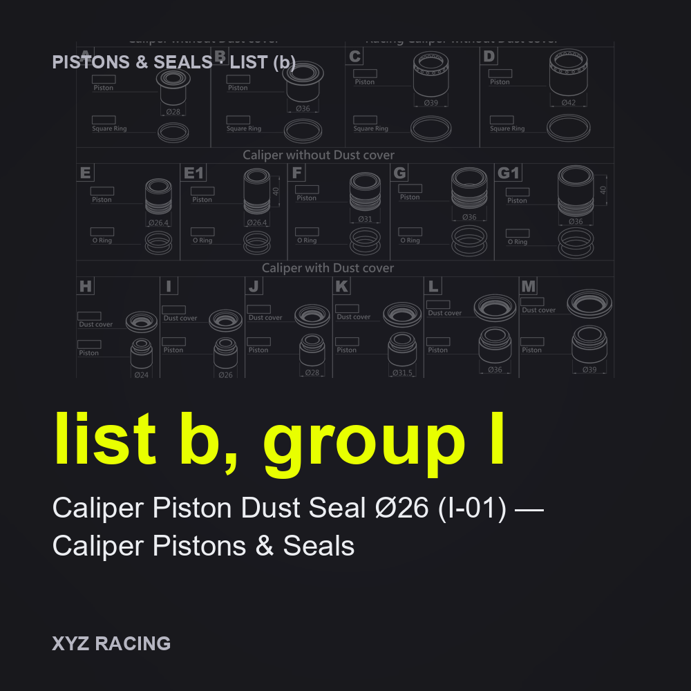 Caliper Piston Dust Seal Ø26 (I-01) — Caliper Pistons & Seals (list b, group I)