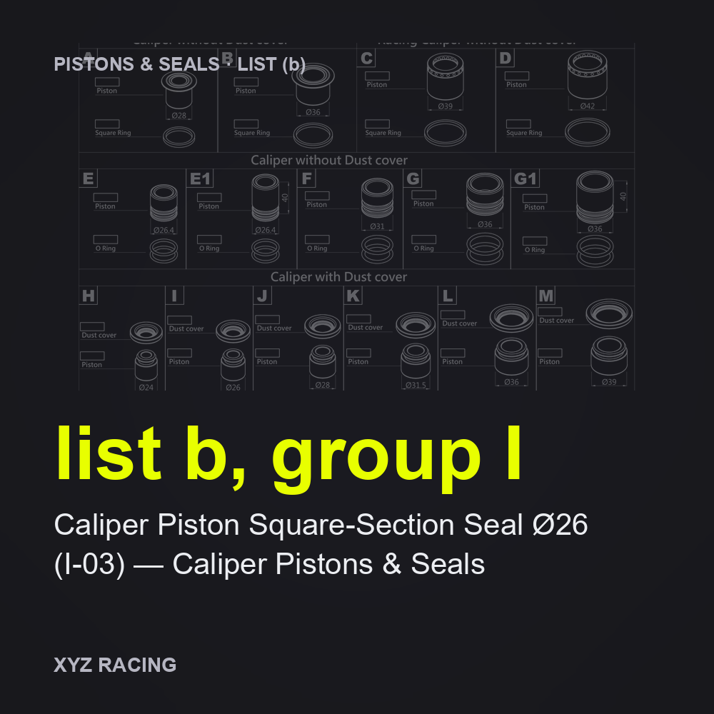 Caliper Piston Square-Section Seal Ø26 (I-03) — Caliper Pistons & Seals (list b, group I)