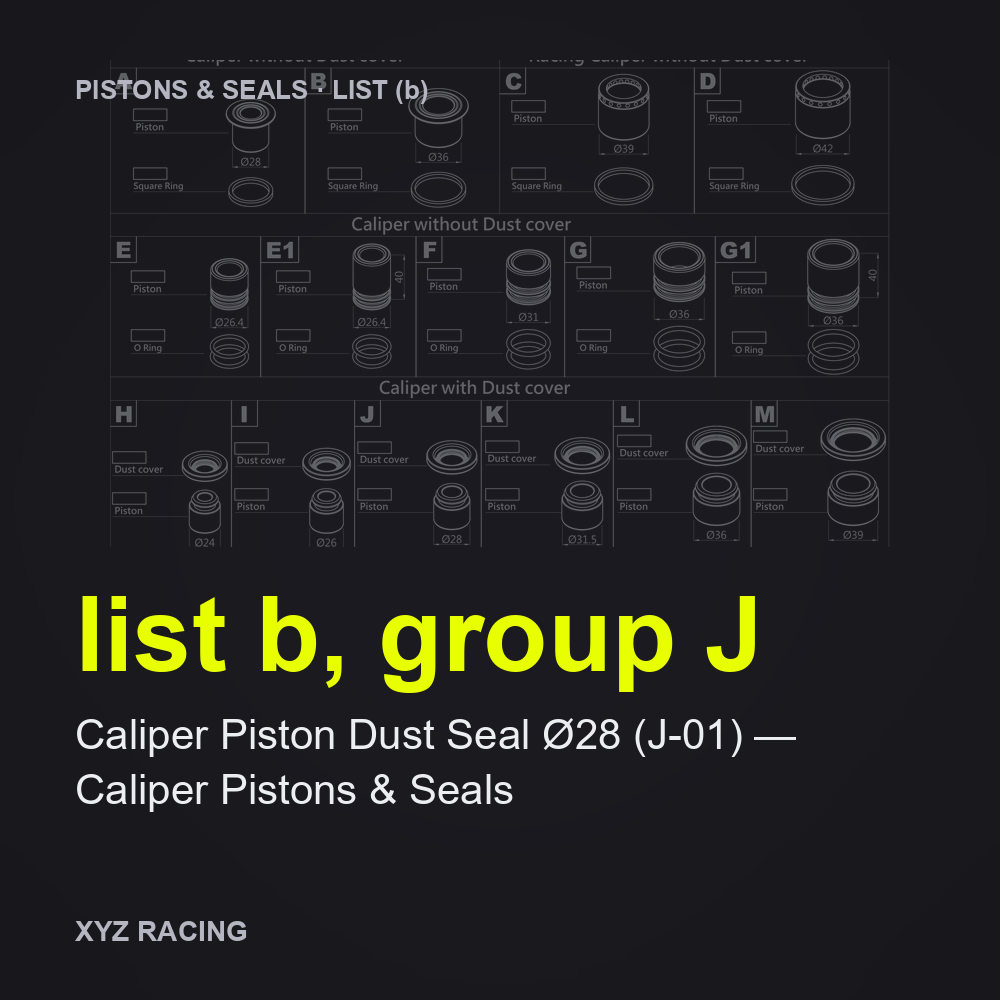 Caliper Piston Dust Seal Ø28 (J-01) — Caliper Pistons & Seals (list b, group J)
