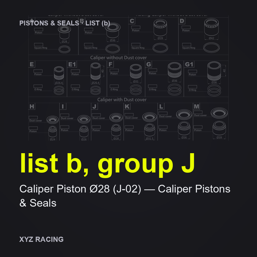 Caliper Piston Ø28 (J-02) — Caliper Pistons & Seals (list b, group J)