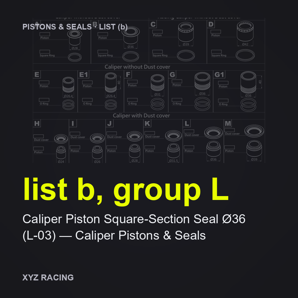 Caliper Piston Square-Section Seal Ø36 (L-03) — Caliper Pistons & Seals (list b, group L)