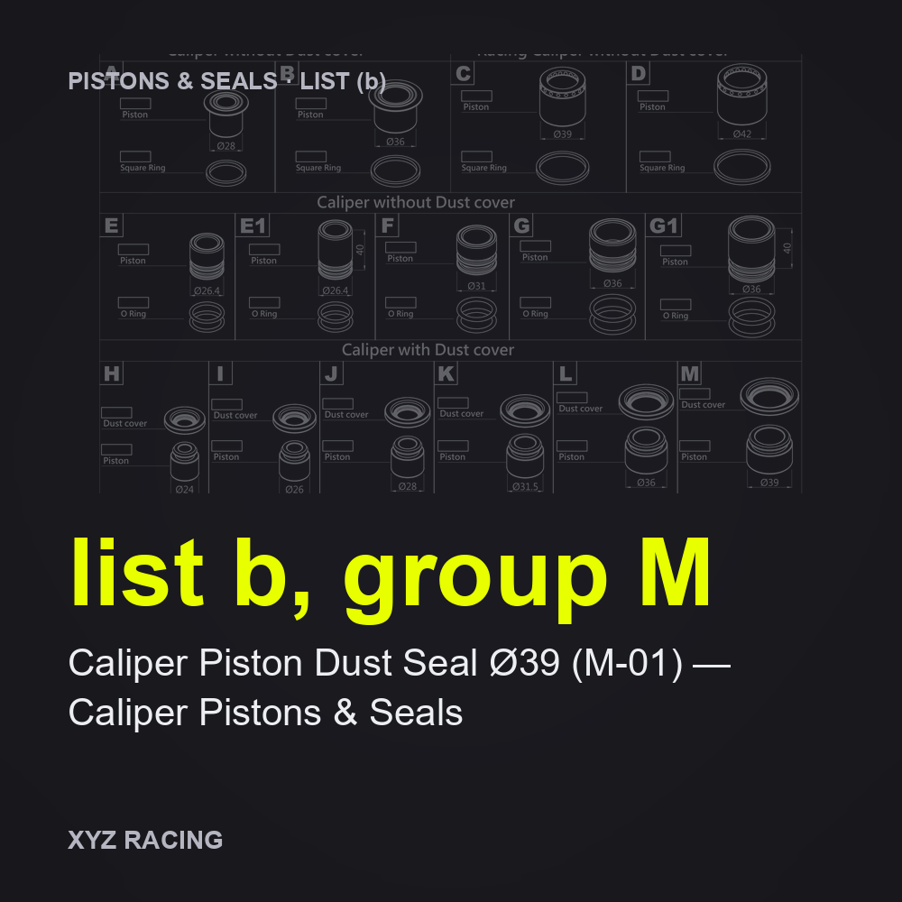 Caliper Piston Dust Seal Ø39 (M-01) — Caliper Pistons & Seals (list b, group M)