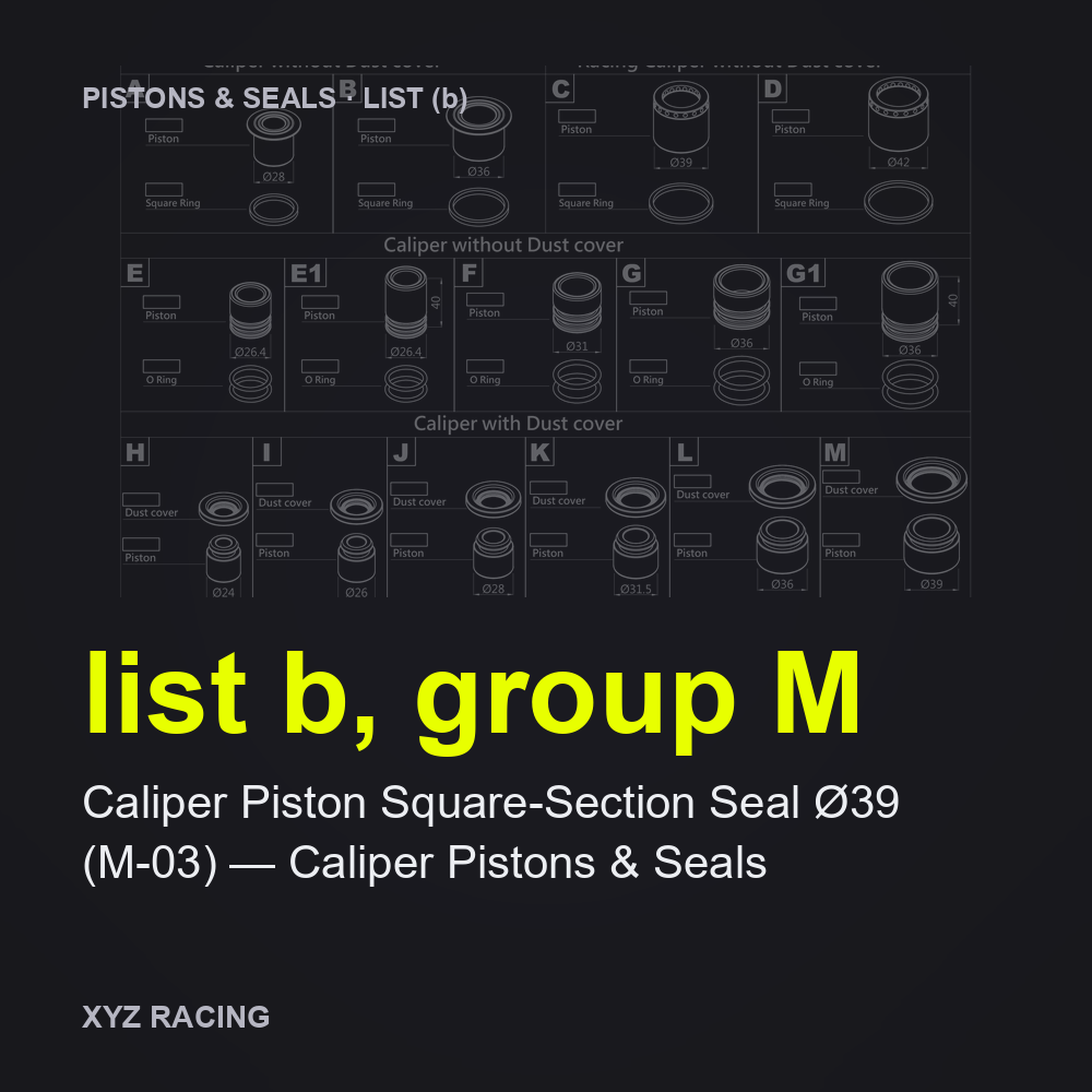 Caliper Piston Square-Section Seal Ø39 (M-03) — Caliper Pistons & Seals (list b, group M)