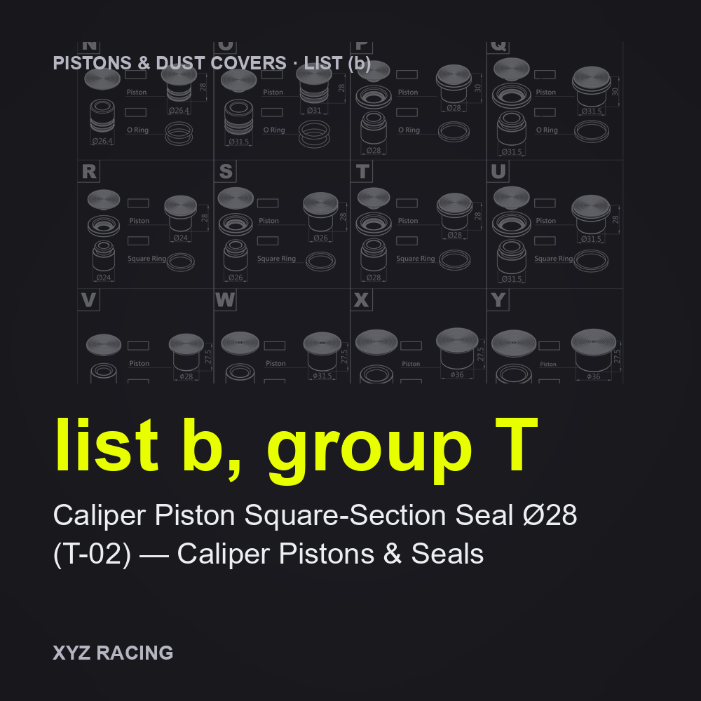 Caliper Piston Square-Section Seal Ø28 (T-02) — Caliper Pistons & Seals (list b, group T)